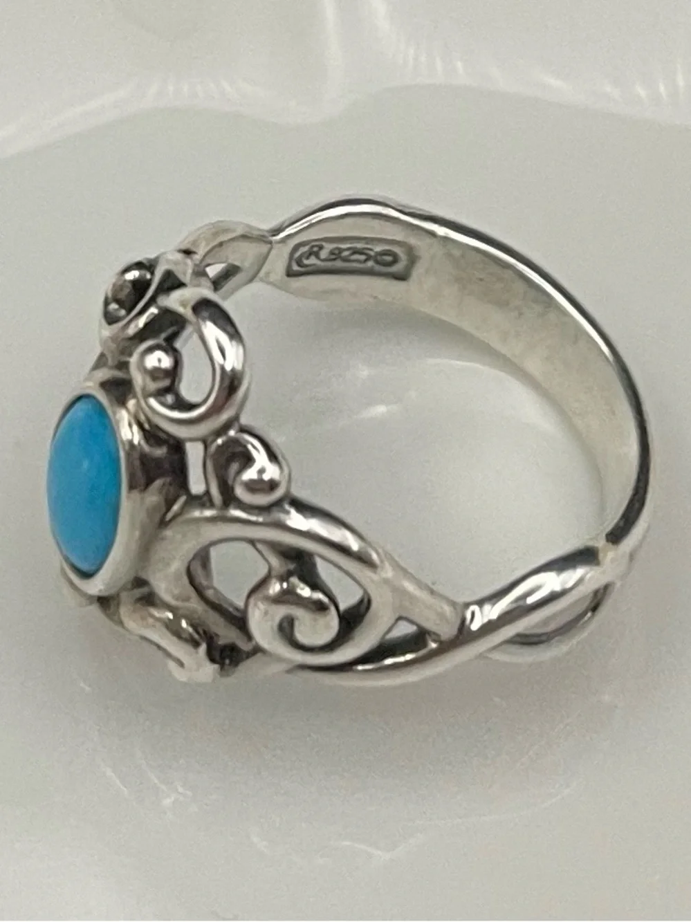 Carolyn Pollack Relios .925 sleeping beauty turquoise scroll ring sz 9 / 6.42 g
